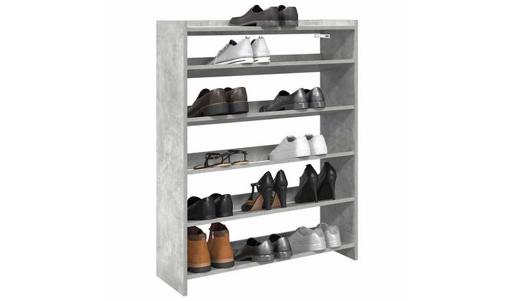 Walplus Engineered Wood Shoe Rack - Concrete Grey - 80 x 25 x 100 cm