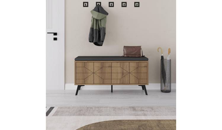 Decortie Dune Particleboard Storage Bench - Dark Oak