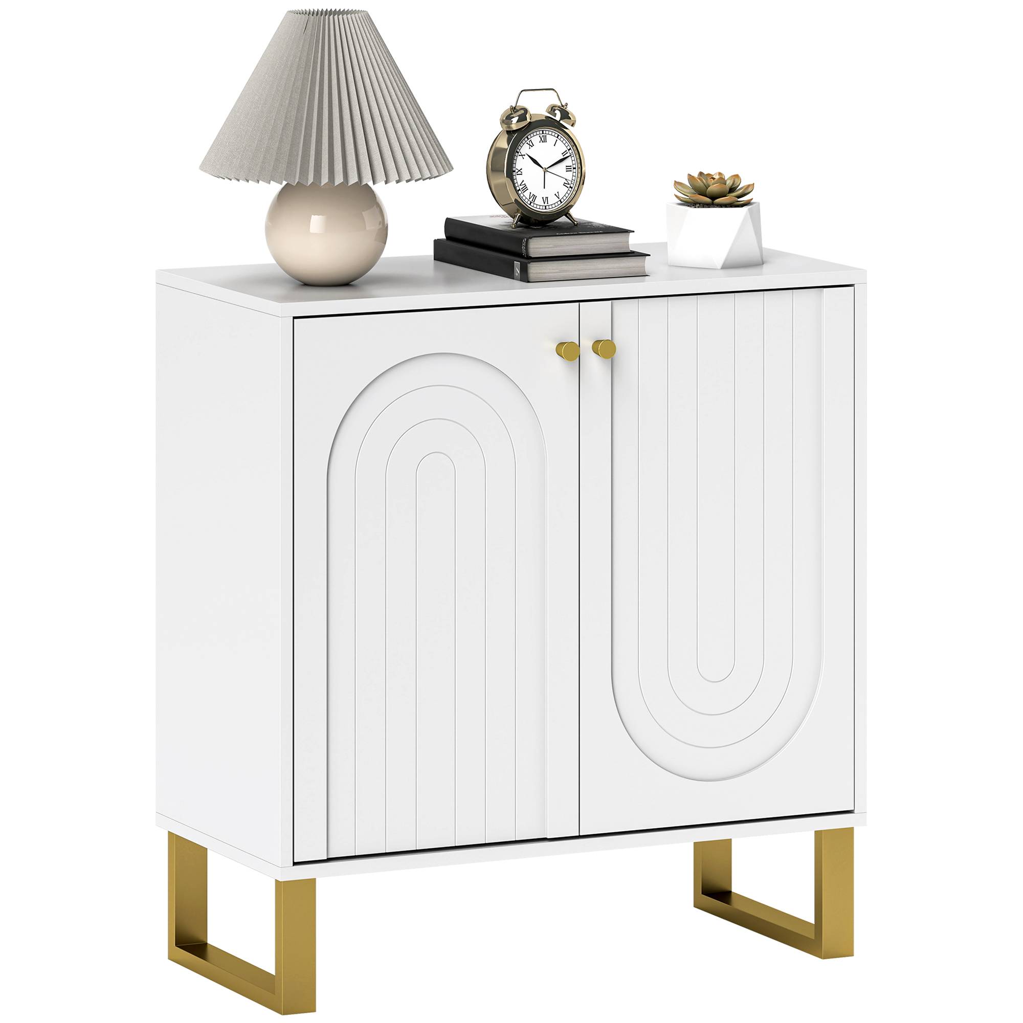 HOMCOM Modern Adjustable Storage Sideboard with 2 Doors - White - Image 1