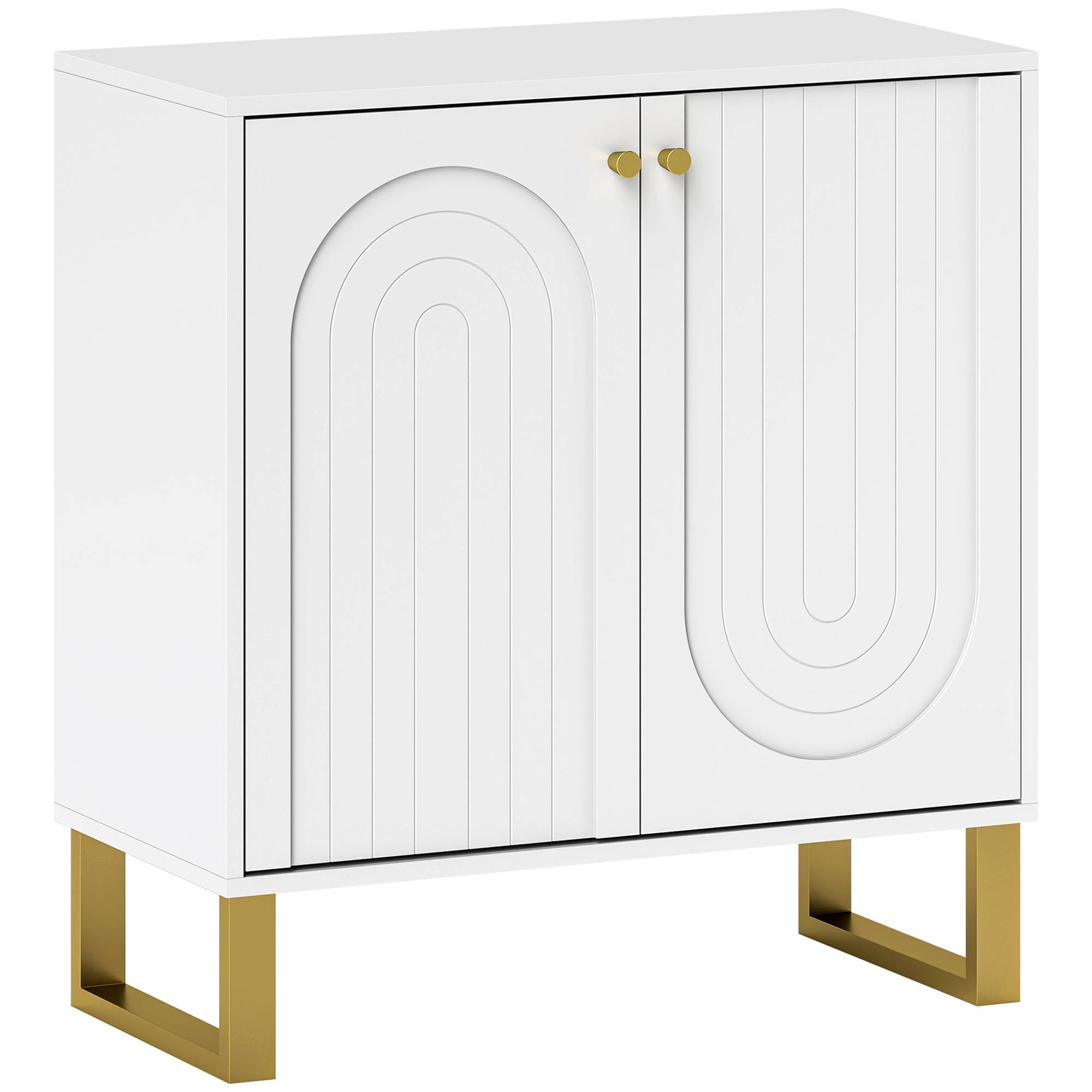 HOMCOM Modern Adjustable Storage Sideboard with 2 Doors - White - Image 2