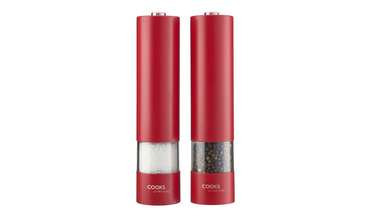Cooks Professional Electric Salt and Pepper Mill Set - Red
