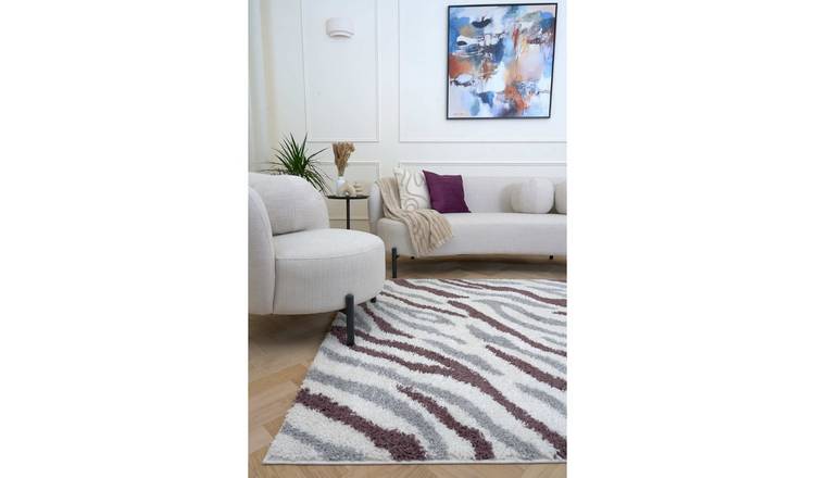 The Rugs Purple Moodi Abstract Shaggy Rug - 200 x 290cm