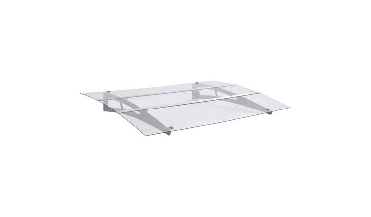 Walplus Door Canopy - Silver Brackets and Transparent Sheets - 120 x 90 cm