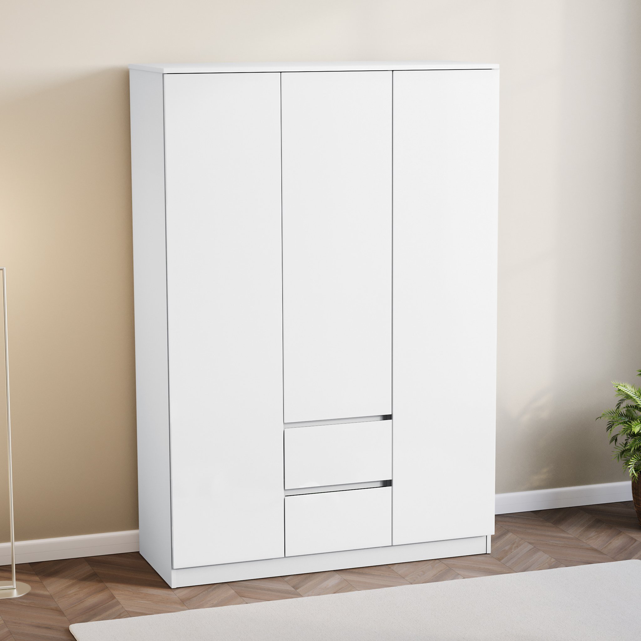 Vida Designs Glinton Bedroom Set (2x Bedside, 8 Drawer Chest, Wardrobe) - White - Image 5
