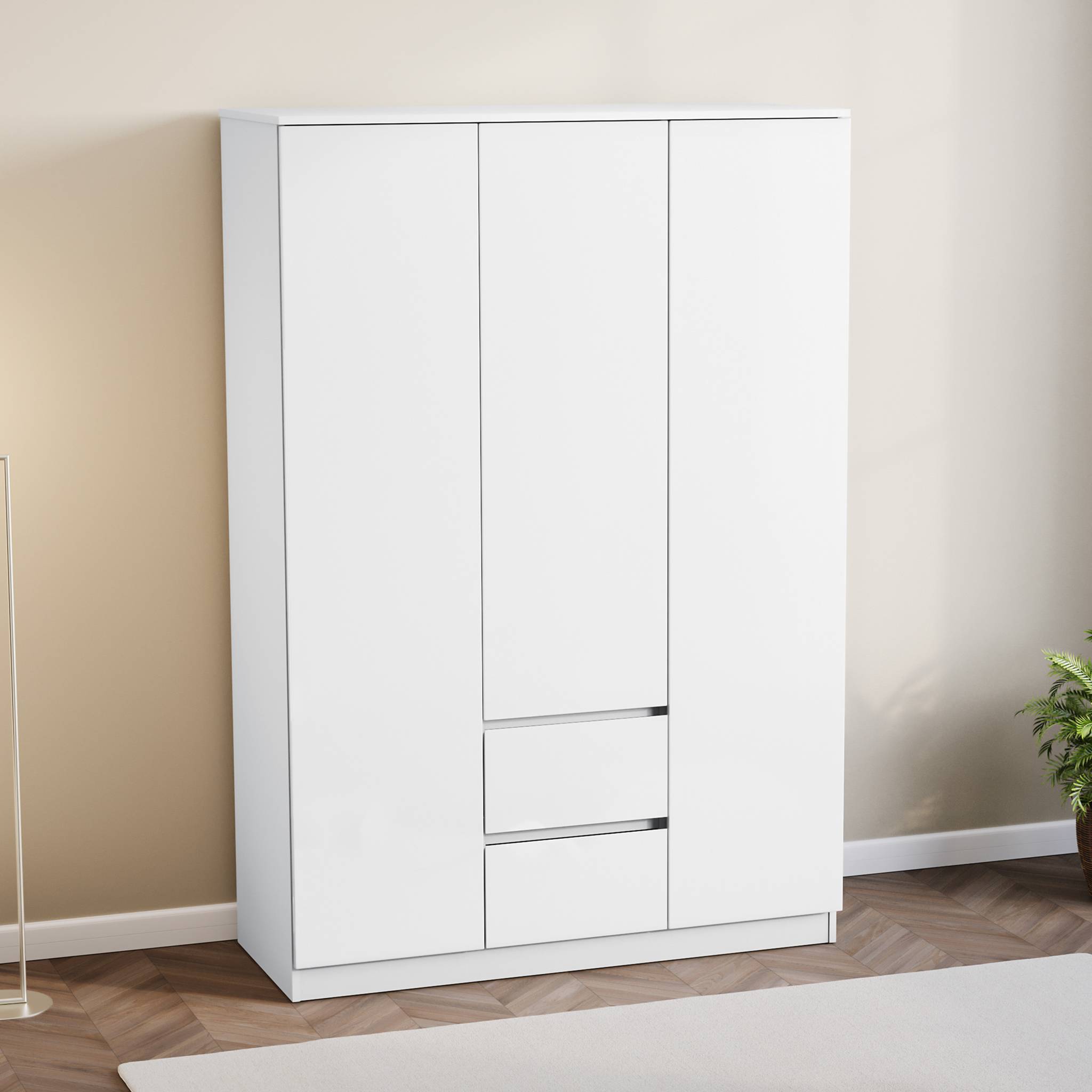 Vida Designs Glinton Bedroom Set (2x Bedside, 8 Drawer Chest, Wardrobe) - White - Image 5
