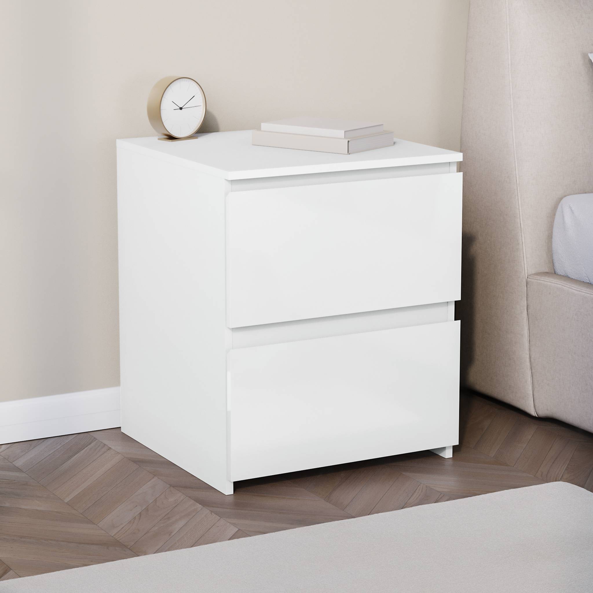 Vida Designs Glinton Bedroom Set (2x Bedside, 8 Drawer Chest, Wardrobe) - White - Image 8