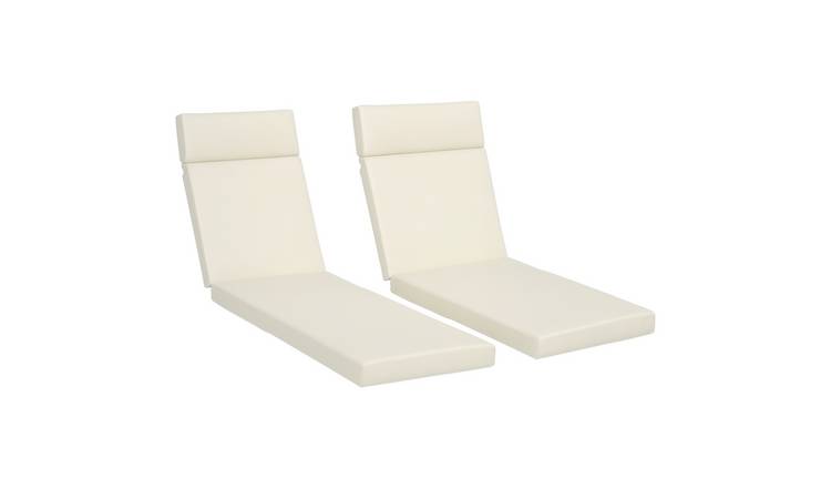 Outsunny Set of 2 Rattan Sun Lounger Cushions with Ties - Cream
