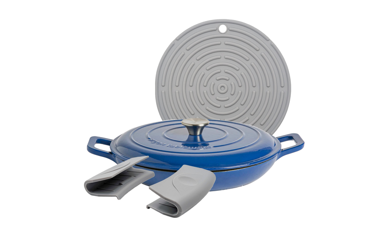 Argon Tableware Cast Iron Shallow Casserole Dish - Midnight Blue