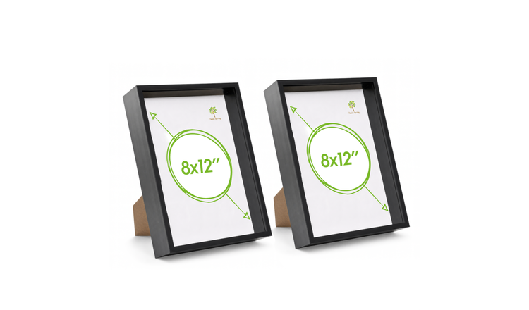 Nicola Spring Deep Box Photo Frames - 8 x 12" - Set of 2 - Black