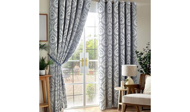 Luxury Living Victoria Blackout Eyelet Curtains 168cm x 229cm - Blue