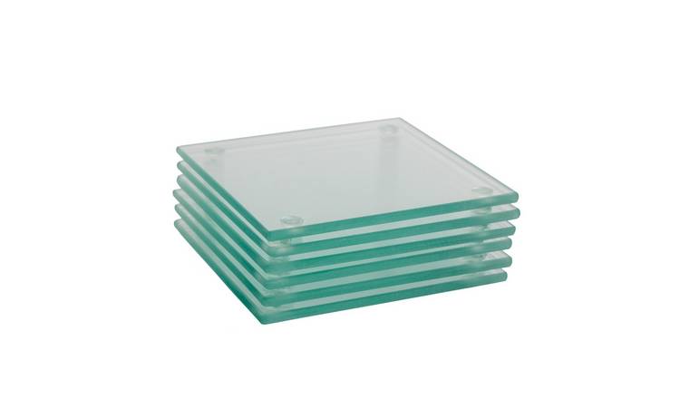 Harbour Housewares Glass Square Coasters - Clear - Pack of 6