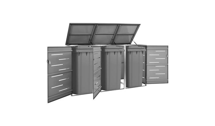 Walplus Triple Wheelie Bin Store - Anthracite - 207 x 77.5 x 112.5 cm