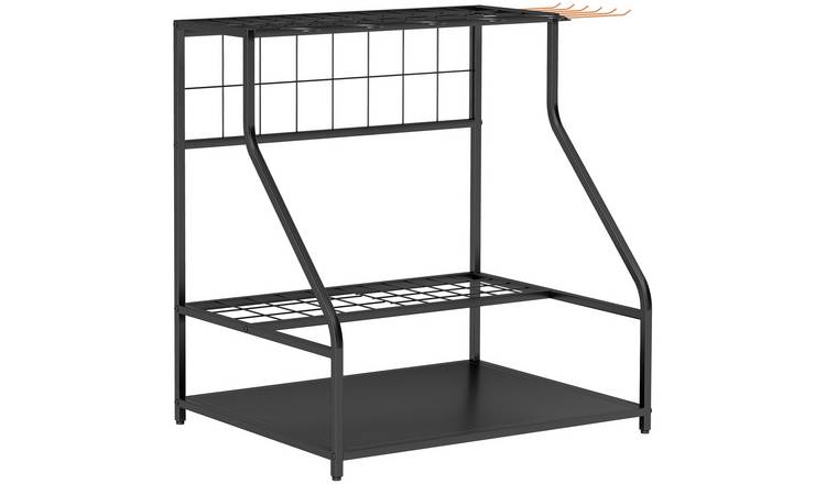 Outsunny 3 Tier Iron Garden Tool Rack - Black