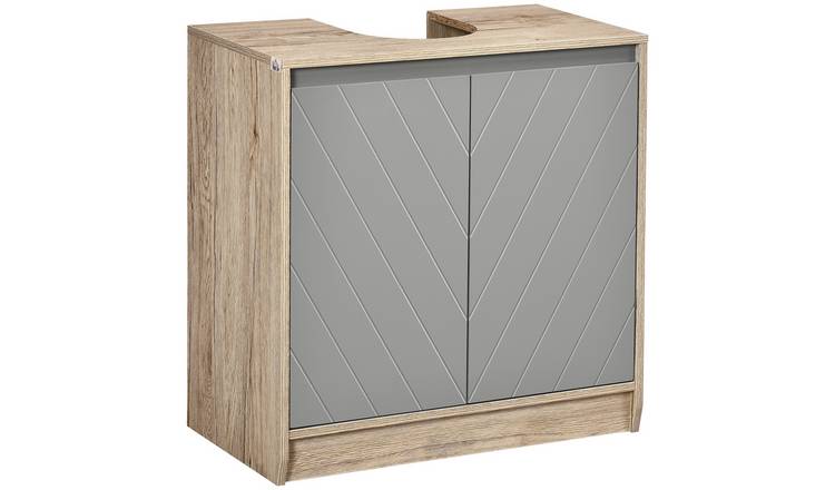 HOMCOM Under Sink Storage Cabinet with Adjustable Shelf- Grey