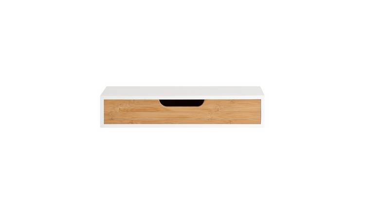 SoBuy 1 Drawer Floating Shelf - White