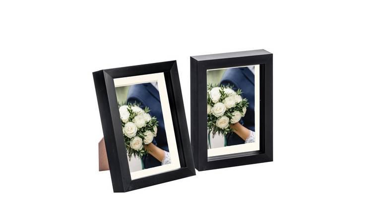 Nicola Spring 3D Box Photo Frames - 5x7" with Mount - Black - Pack of 2