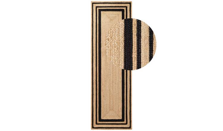 Hanse Home Black Nuru Bordered Reversible Braided Runner Rug - 80 x 250cm
