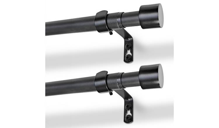 Harbour Housewares Metal Curtain Poles Kit - Matt Black - Set of 2 - 83 to 120cm