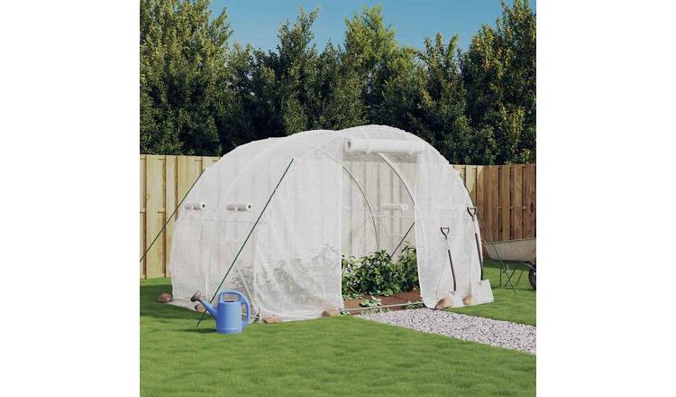 Walplus Galvanised Steel Greenhouse with Frame 6 M² - White - 300 x 200 x 200 cm