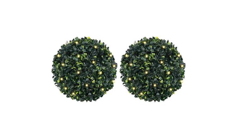 Walplus Pack of 2 Boxwood Balls with LED Lights - Green - 45 cm
