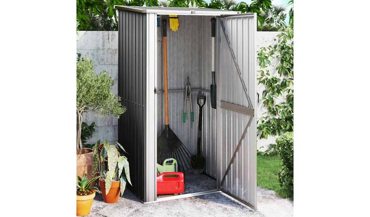 Walplus Galvanised Steel Garden Shed - Anthracite - 118.5 x 97 x 209.5 cm