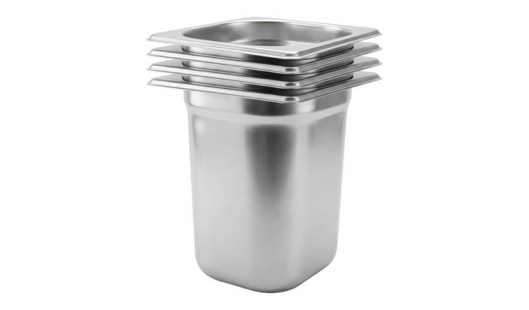 Argon Tableware Steel Gastronorm Containers 1/6 - 3L - Set of 4