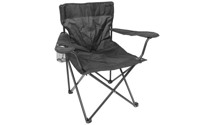 Harbour Housewares Folding Canvas Camping Chair - Matt Black/Black