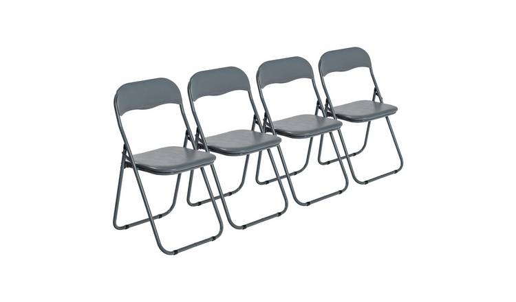 Harbour Housewares Padded Folding Chairs - Grey - Pack of 4