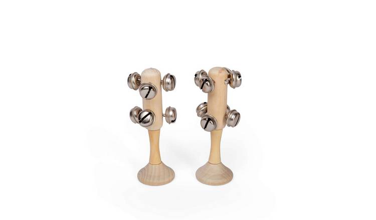 Bigjigs Toys Natural Mini Bell Stick 2 Pack - Birth +