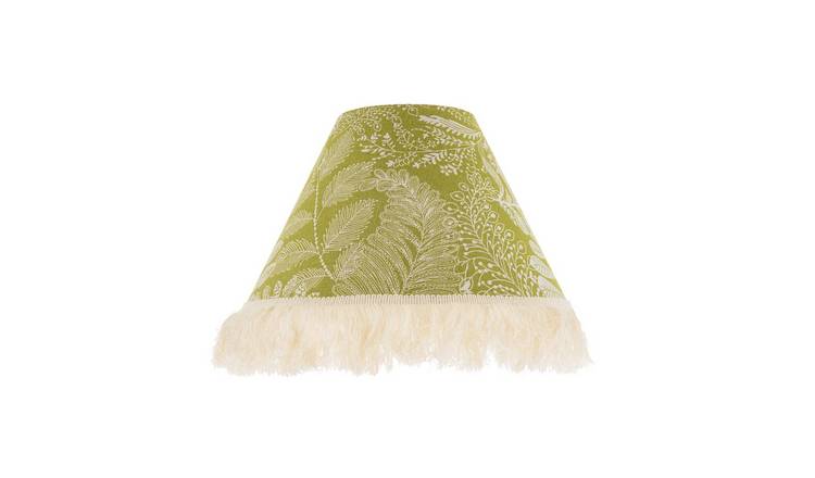 Happy Homewares Olive Green Jacquard Linen Floral Coolie Lampshade - 30cm
