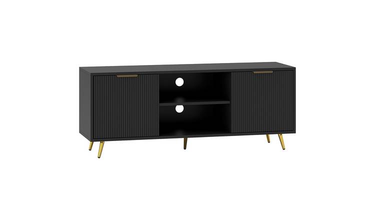 HOMCOM Modern Cable Management TV Stand Cabinet - Black