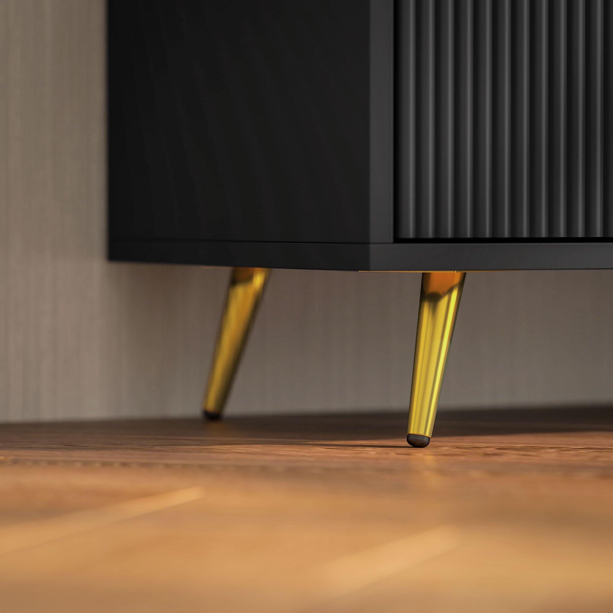 HOMCOM Modern Cable Management TV Stand Cabinet - Black - Image 6
