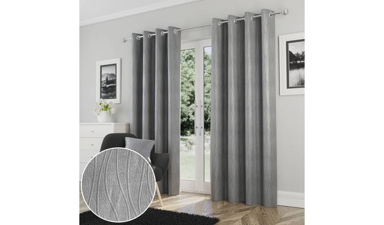Enhanced Living Goodwood Eyelet Thermal Curtains - 117 x 183cm - Silver