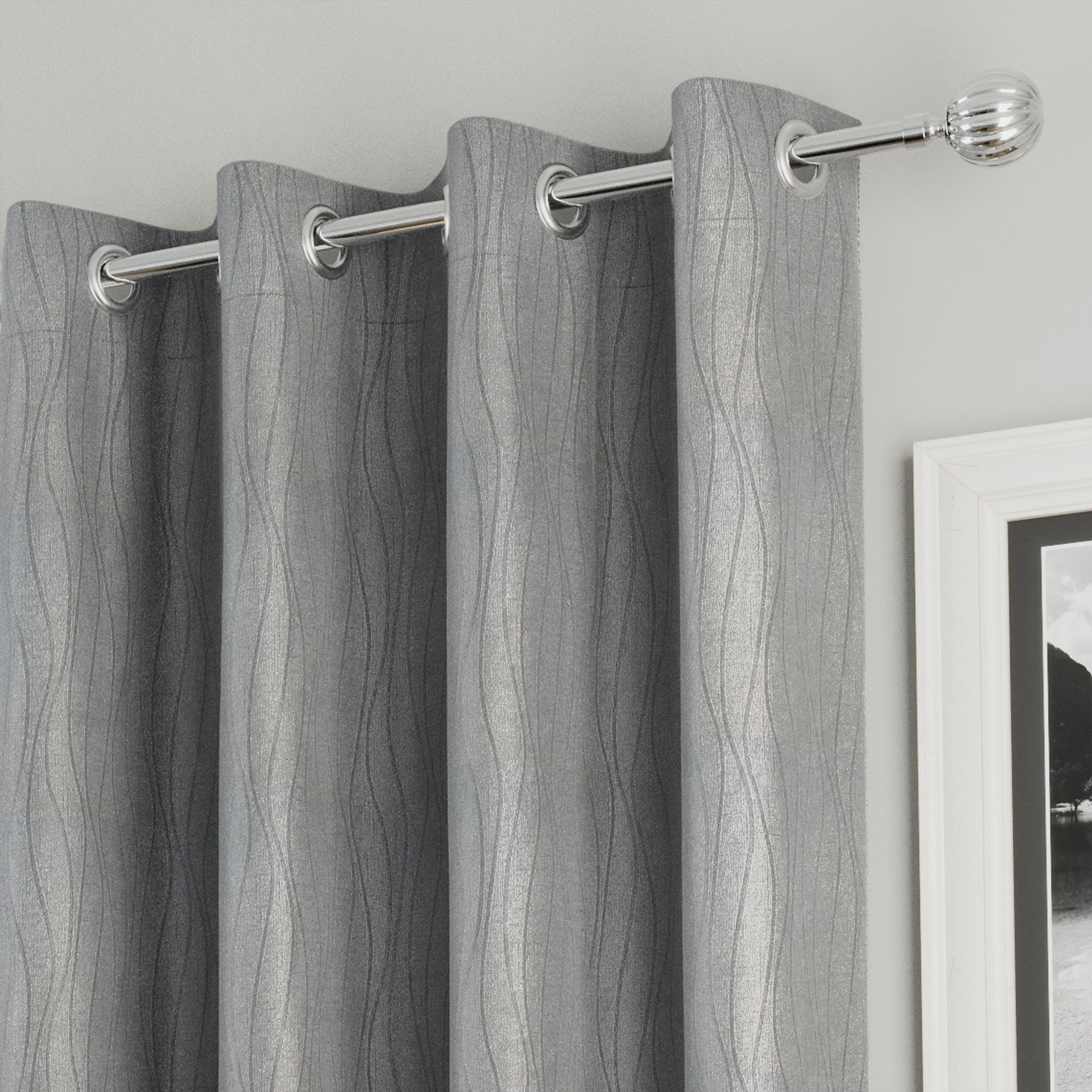 Enhanced Living Goodwood Eyelet Thermal Curtains - 117 x 183cm - Silver - Image 4