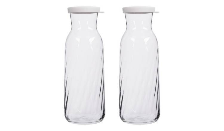 LAV Fonte Optic Glass Carafes - 1.2L - White Lid - Pack of 2