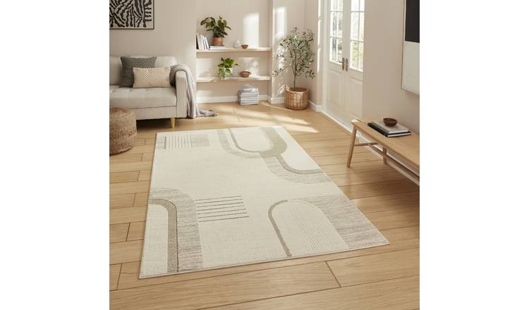 Mega Flooring Beige Modern Abstract Rug - 120 x 170cm