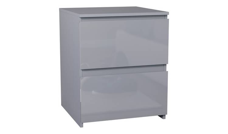 Vida Designs Glinton 2 Drawer Bedside Chest - Grey