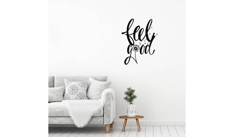Decortie Metal Wall Art Metal Typography Hanging Decoration - Black