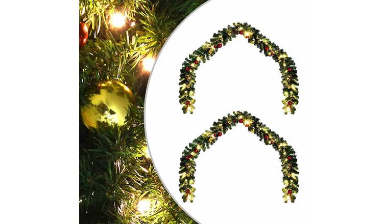 Walplus Pack of 2 LED PVC Christmas Garland - Green - 2000 x 24 cm