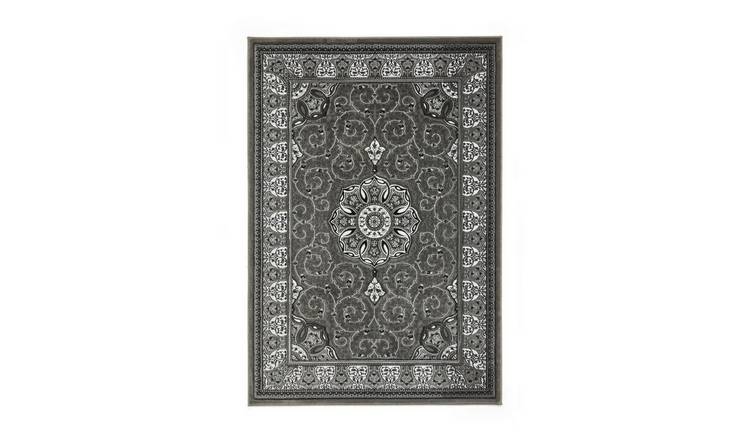 Mega Flooring Silver Traditional Bordered Rug - 80 x 140cm