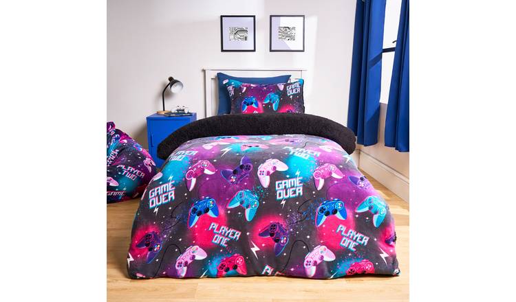 OHS Gaming Fleece Duvet Cover Set Bedding Warm Neon - Single