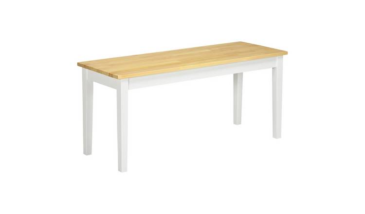 HOMCOM 2 Seater Wooden Dining Bench with Pine Wood for Kitchen - White