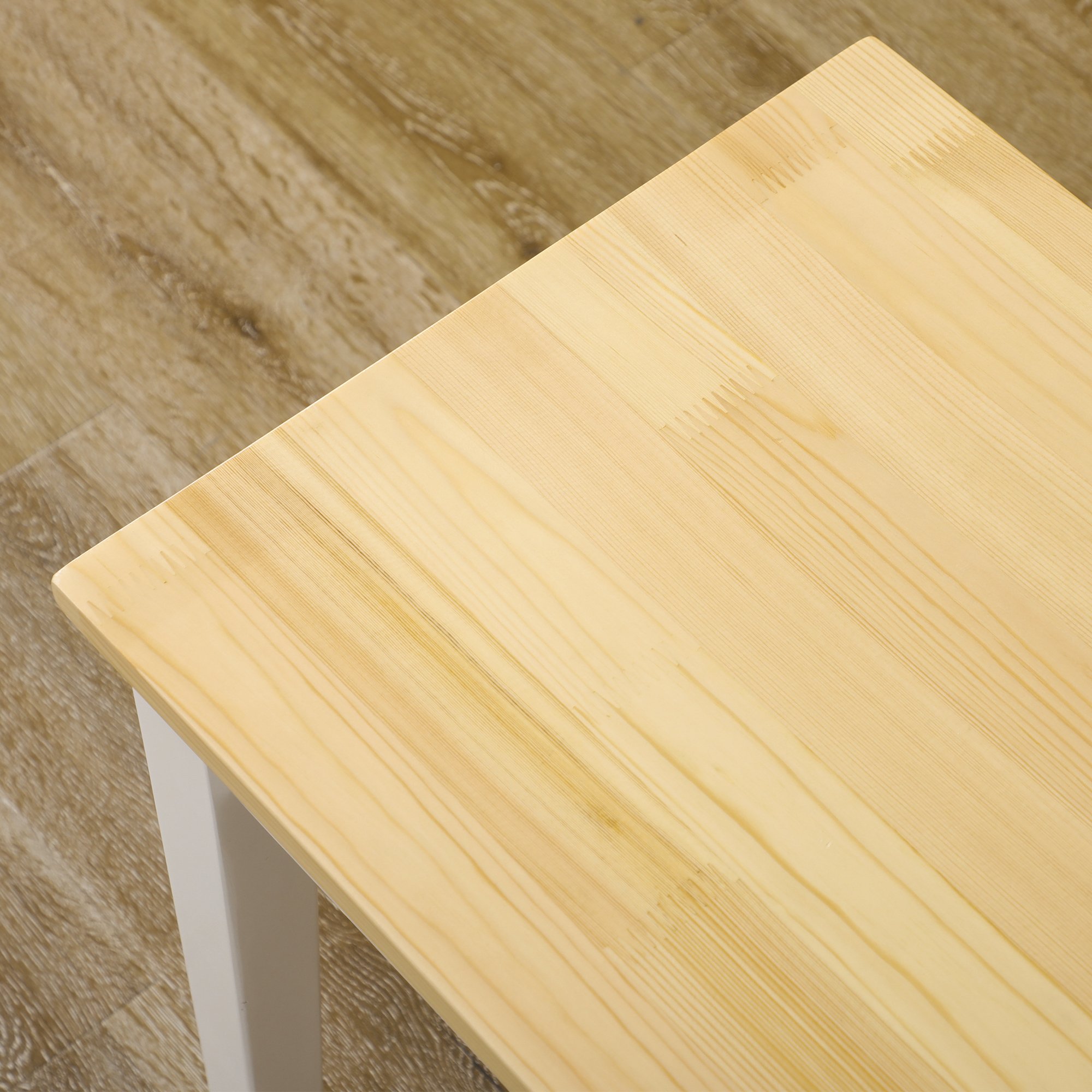 HOMCOM 2 Seater Wooden Dining Bench with Pine Wood for Kitchen - White - Image 2
