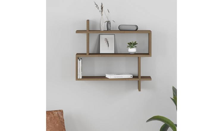 Decortie Paralel Particleboard Floating Wall Shelf - Dark Oak
