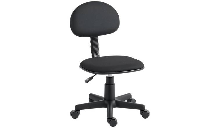 Vinsetto Fabric Armless Desk Chair with Wheels - Black