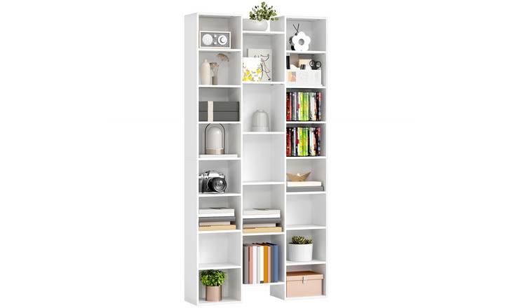 HOMCOM Modern Adjustable Freestanding Storage Bookcase - White