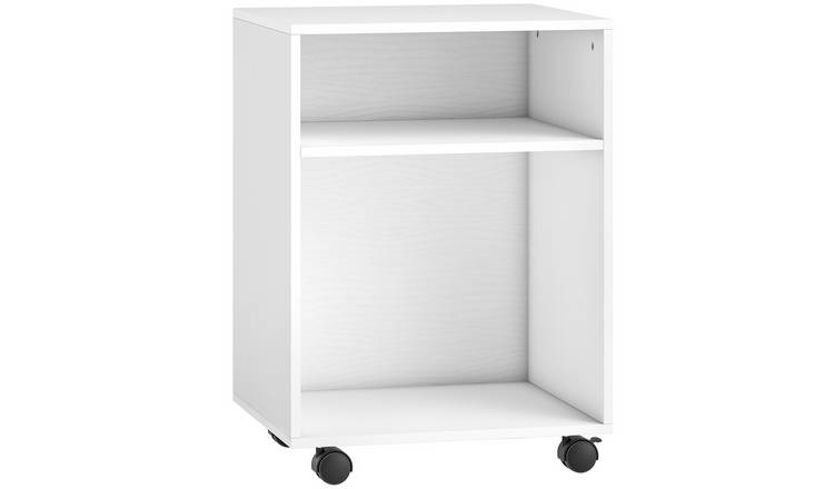 HOMCOM 2-Tier Printer Stand with Wheels and Shelf - White