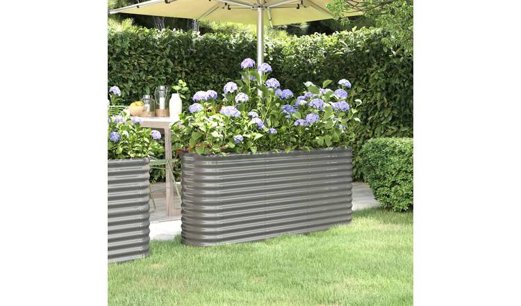 Walplus Galvanised Steel Raised Garden Bed - Grey - 152 x 40 x 68 cm