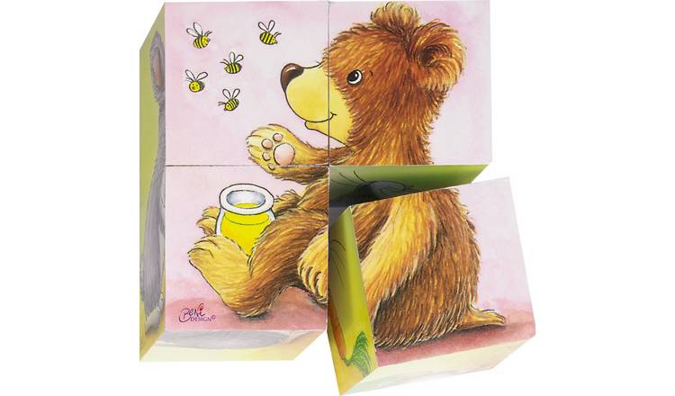 Goki Baby Animals 4 Piece Puzzle Cubes