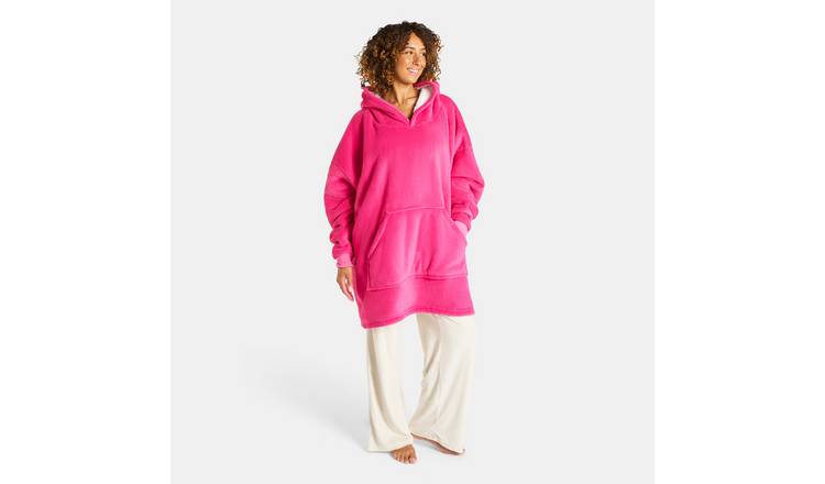 OHS Coral Fleece Hoodie Blanket - One Size - Fuchsia